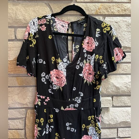 Torrid Floral Wide Leg Challis Jumpsuit Romper Women's Plus Black 0X - Picture 5 of 11